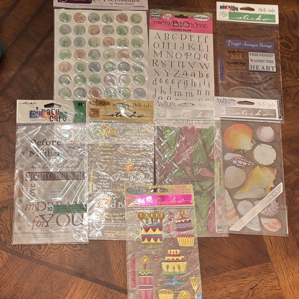 NEW set of 8 packages of stickers for card making, scrapbooking